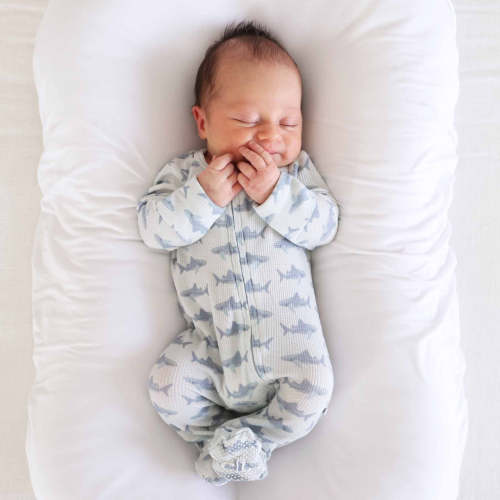 Fins Up Bamboo Waffle Zipper Footie