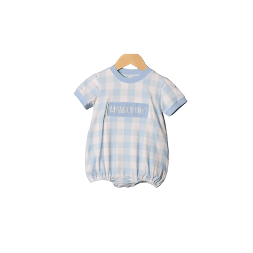 Smocked Mama's Boy Blue Gingham Bubble