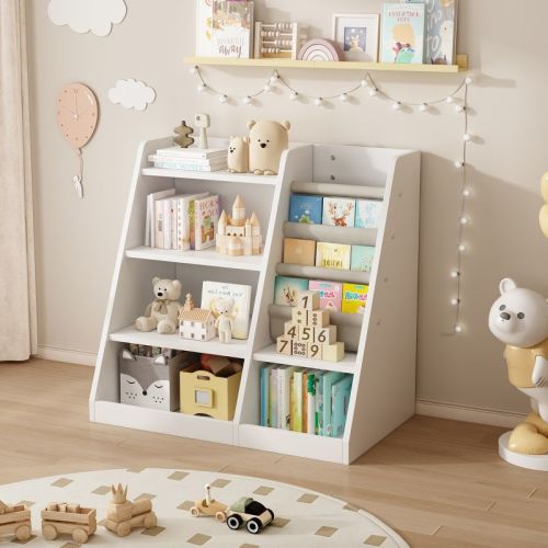 Lovmor 4 Tier Kids Bookshelf, Baby Book Rack Toy Storage Organizer With Adjustable Shelf, Montessori Bookcase For Kids Rooms, Playroom, Nursery, Wood