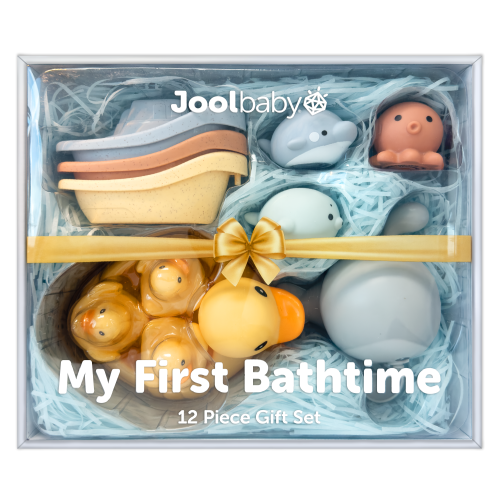 My First Bathtime 12-Piece Gift Set, Bath Toy Favorites with Storage Bag - Jool Baby
