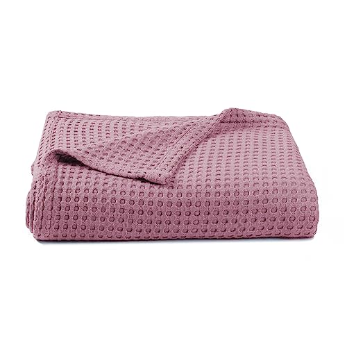 Kloovete 36” X 40” Inches Cooling Baby Waffle Weave Blanket, Ultra-Soft Lightweight Receiving Blanket for Newborn, Breathable Comfortable Baby Swaddle Blanket for Boys and Girls(Mauve)