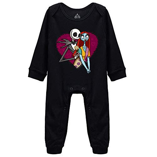 The Love of The Skeleton Infant Fun Print Bodysuit Unisex Baby Long Sleeve Rompers Black