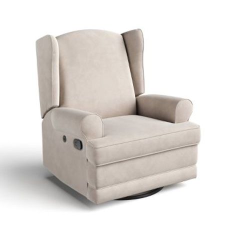 Storkcraft Serenity Wingback Side Lever Recliner and Swivel Glider with USB Charging Port - Ivory