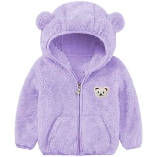 Baby Boys Girls Fleece Jackets Zip Up Hoodies Cute Bear Coats Fall Winter Fuzzy Jacket Newborn Boys Girls Outwear