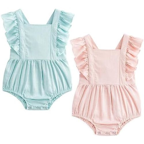 Simplee kids Baby Boys Girls Ruffle Romper Summer Outfit Jumpsuit Linen Bodysuits