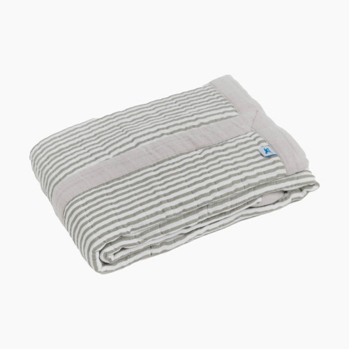 Little Unicorn Deluxe Muslin Baby Receiving Quilt - Grey Stripe, Small