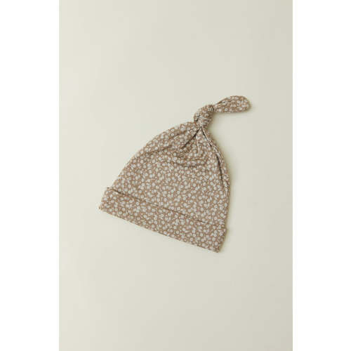 Cream Floral Knotted Hat
