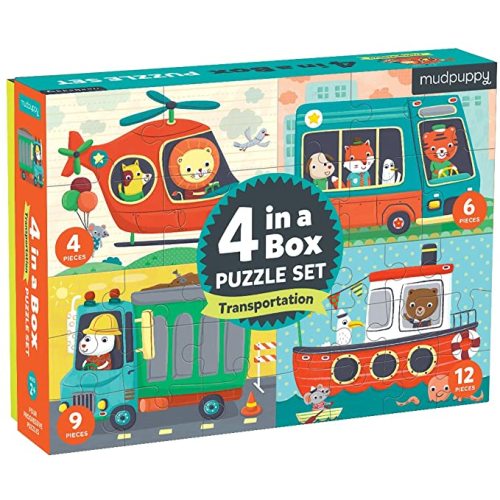 Mudpuppy - Transportation 4-in-a-Box Puzzles