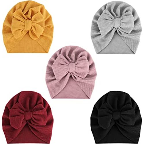 DRESHOW BQUBO Turban Hat for Baby Infant Cap Hats with Bow Knot Soft Cute Nursery Beanie