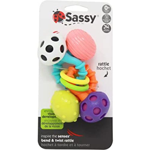 Sassy Bend and Twist Rattles, 2 Pieces, for Ages 0+ Months