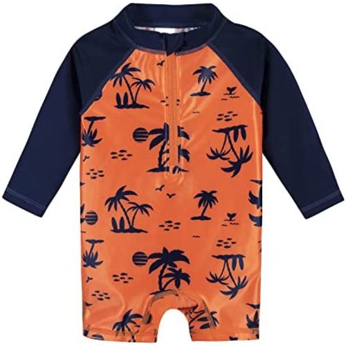 Gerber Baby Boys' Toddler Long Sleeve One Piece Sun Protection Rashguard Swimsuit