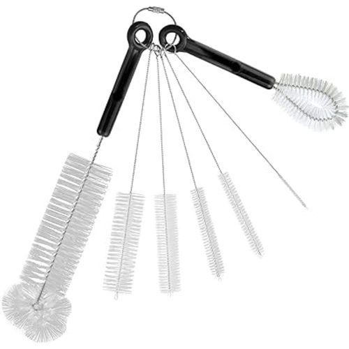 Bottle Brush and Straw Cleaner Brush Set,7 Pcs 12” Extra Long Water Bottle Cleaning Brush for Cleaning Baby Bottles,Straws, Narrow Neck Bottles, Wine Decanter,Pipes and Cup Cover