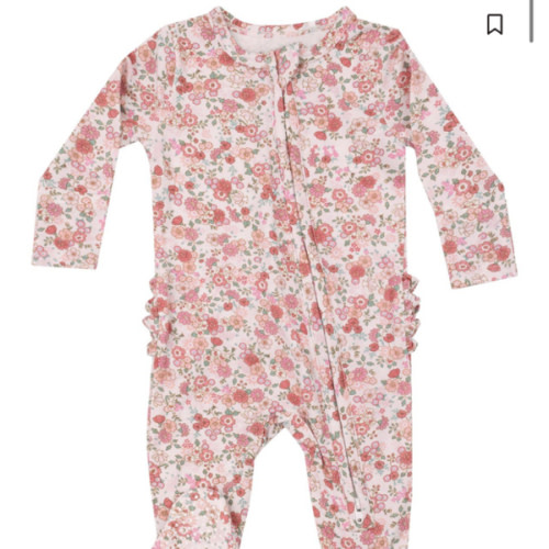 Angel Dear Infant Girls' Pretty Calico Floral Print Zip-Up Onesie