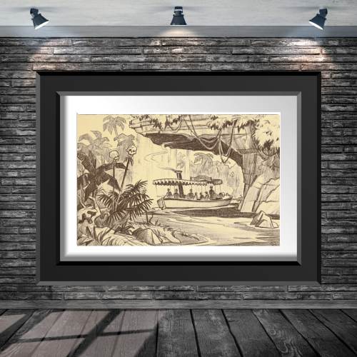 Disney Jungle Cruise Attraction Back Side of Water Illustrated Walt Disney World Disneyland Poster 8x10 11x14 11x17 13x19