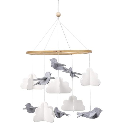 Baby Crib Mobile (Birds in The Clouds, Short Version) - Unique and Minimalist Design for Boys & Girls