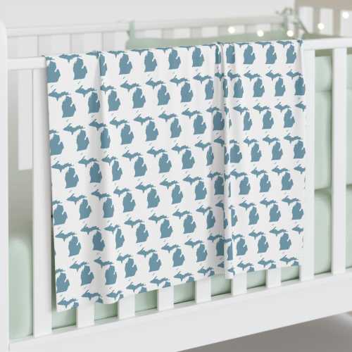 Baby Swaddle Blanket with Blue Michigan State Design, Jersey Polyester Light Infant Blanket, Gift for Baby Shower, New Mom,, Girl or Boy