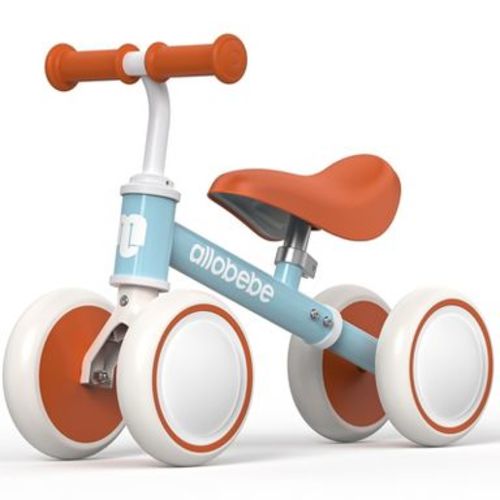 Allobebe Baby Ride-On Balance Bike for 12–30 Months, Adjustable Seat, Soft Silent 4-Wheel Ride-On, Mint Green