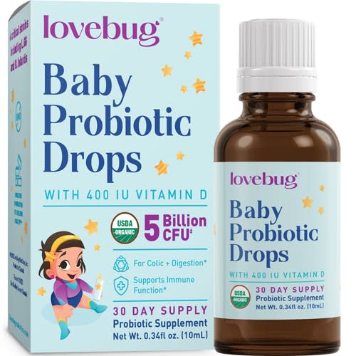LoveBug Probiotics Baby Organic Probiotic Drops 400 IU Vitamin D -- 5 billion CFU - 0.34 fl oz - Vitacost