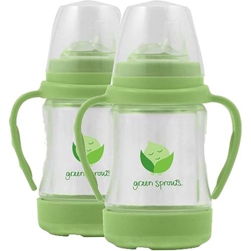 Sip 'n Straw Glass Cup, Light Lime 1 Count by Green Sprouts (Pack of 2)