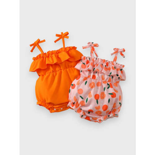 2 Pc Baby Girl Fruit Bodysuit Set
