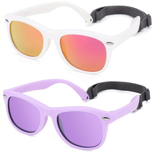 Hycredi Flexible Polarized Baby Sunglasses with Strap for Newborn Infant Boys Girls Age 0-24 Months,100% UV Protection