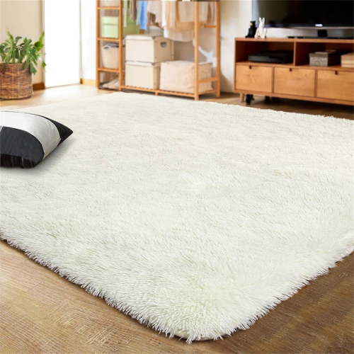 Noahas Soft Fluffy Area Rug Modern Shaggy Bedroom Rugs for Kids Room Nursery Rug Floor Carpets, 3'x 5',Cream