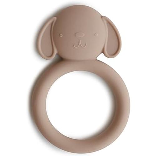 mushie Silicone Baby Teether Toy | Dog Brown