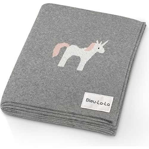 Cotton Baby Swaddle Blanket for Girls and Boys - Buttery Soft Cozy Receiving Swaddle Crib Stroller Blanket for Shower Gift Registry for Newborns, Infants, Toddlers (Unicorn - Grey)