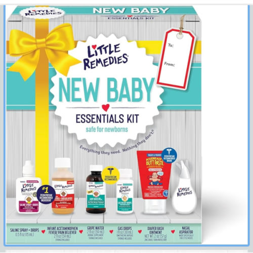 Little Remedies, New Baby Essentials Kit, 6 Newborn Essentials, Saline Nasal Spray, Gas Relief Drops, Gripe Water, Fever Reliever, & Diaper Ointment