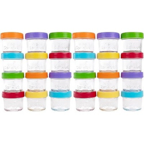 WeeSprout Glass Baby Food Storage Jars with Lids, Reusable Small Containers, 4 oz, 24 Pack - Bright Variety