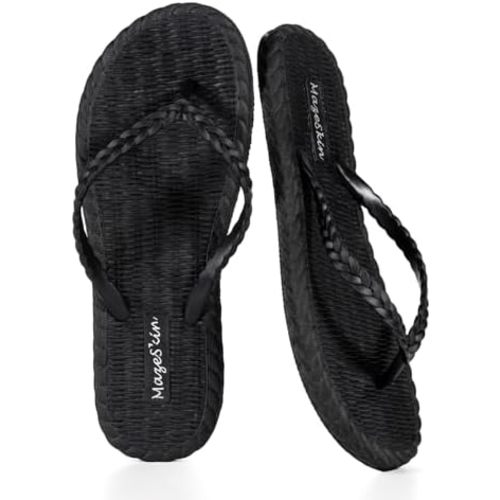 mazeskin Beach Soft Flip Flops for Women Shower Bath Quick Drying House Slippers Shoes Non-Slip Rubber Thong Sandals