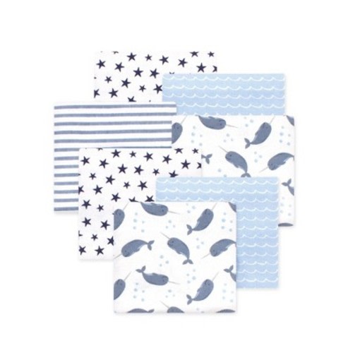 Little Treasure Hudson Baby Boys Cotton Poly Flannel Receiving Blankets 7Pk Multipack, Color: Blue narwhal