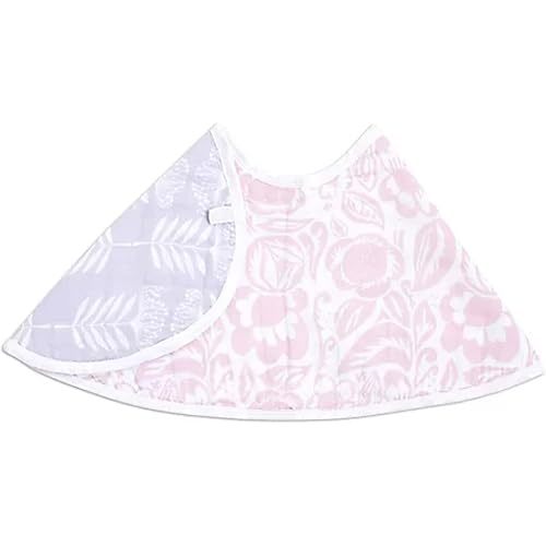 aden + anais Essentials 100% Cotton Muslin Burpy Bib – Multi-Use, Absorbent 4-Layer Burp Cloth, Drool Cloth and Full-Coverage Snap-Closure Baby Bib, 22.5” X 11”, Single, Damsel