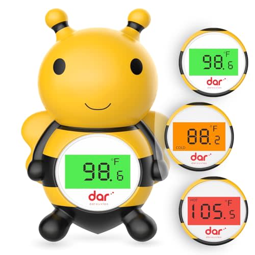 Baby Bath Thermometer, Digital Water Temperature Thermometer with 3 Color Backlit and Temperature Warning, Safety Bath Tube Thermometer Floating Toy for Infant, Toddler(Bee)
