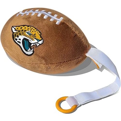 Jacksonville Jaguars Plush Football Pacifier Holder by Smilo - Officially Licensed NFL Soother Holder - Soft Plush Toy and Dummy Holder - Fits Any Pacifier - Stroller Accessory & Newborn Essential