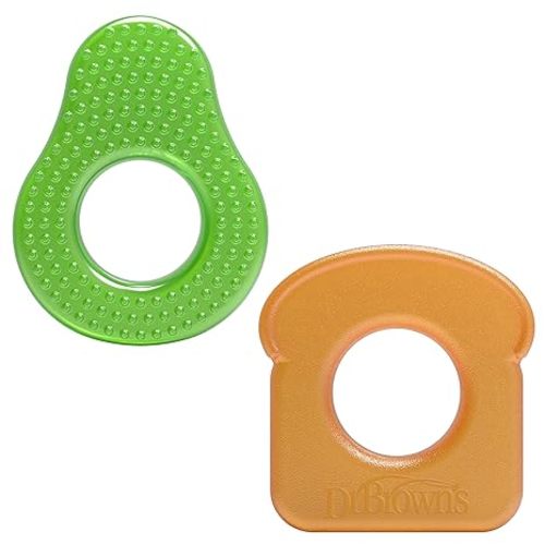 Dr. Brown's AquaCool Water-Filled Teether, Cooling Teether Toy for Babies, Soothes Sore Gums, Avocado Toast Shapes, BPA Free, 3m+, 2-Pack