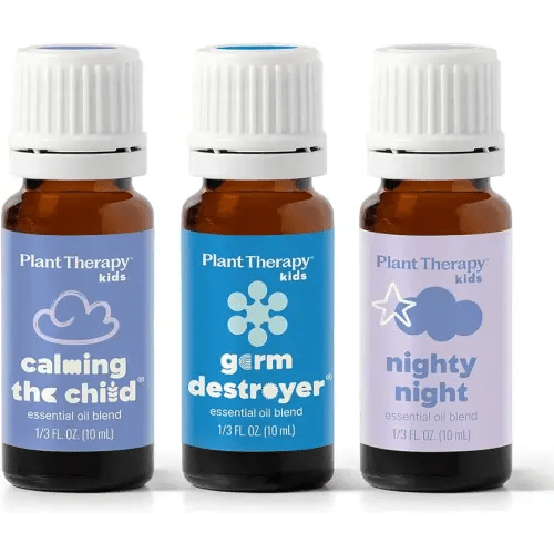 Plant Therapy KidSafe The Essentials Blend Set 100% Pure, Undiluted, Therapeutic Grade, KidSafe Essential Oils for Calming, Sleep, and Immune Support, 10 ml (1/3 oz) Each
