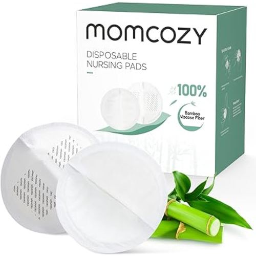 Momcozy Bamboo Fiber Disposable Nursing Pads, Made of 100% Bamboo Fiber, 100% Biodegradable, Reduce Carbon Emissions, for Sensitive Skin, Individually Packaged(120 Count)