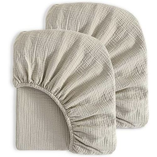 Ntbay Kids 2 Pack Muslin Crib Sheets, Soft and Breathable Double Layer 28x52 Baby Crib Sheets for Standard Crib and Toddler Mattresses, Boys, Girls, Unisex, Khaki, 28x52 Inches