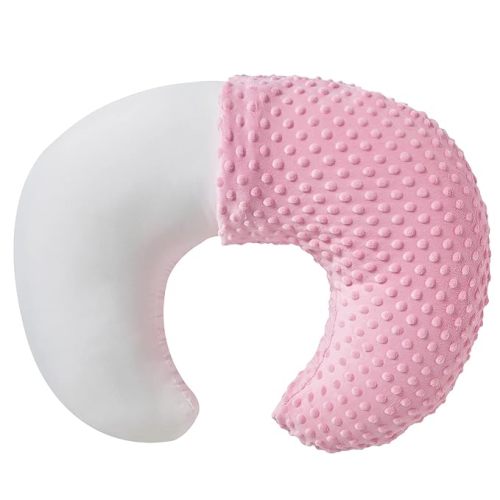 Nursing Pillow and Positioner with Cover for Breastfeeding and Bottle Feeding, Propping Baby, Tummy Time, Baby Sitting Support, Awake-Time Support (Candy Pink, 22" x 17.7" x 5.9")