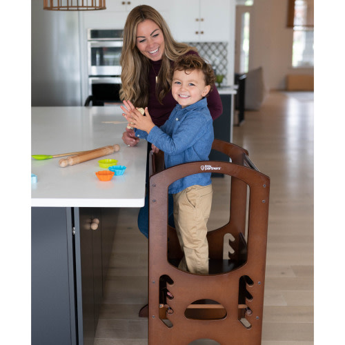 Little Partners Learning Tower Adjustable Height Kitchen Step Stool, Toddler Tower, Encourages Learning, Independence, and Engagement, Safety Climbing Tower for Kitchen Counter - Espresso