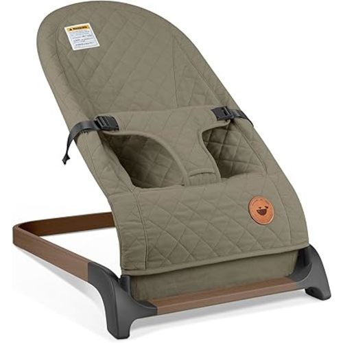 ANGELBLISS Baby Bouncer, Portable Bouncer Seat for Babies, Infants Bouncy Seat with Cotton Fabric, Natural Vibrations (Green)