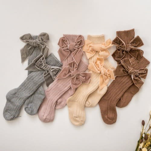 Velvet Bow Knee Socks, Little Girl Knee Highs, Winter Accessories, Little Girl Tights, Holiday Stockings, Baby Knee Socks, Baby Leg Warmers