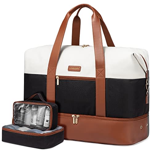 LOVEVOOK Weekender Bag, Large Travel Duffel Bag for Women with 2 Packing Cubes, Carry on Overnight Bag with Shoe Compartment, Mom Hospital Bags for Labor and Delivery