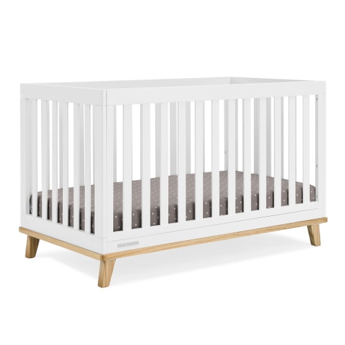 Delta Children Frankie 4-in-1 Convertible Crib - Greenguard Gold Certified, Bianca White with Natural