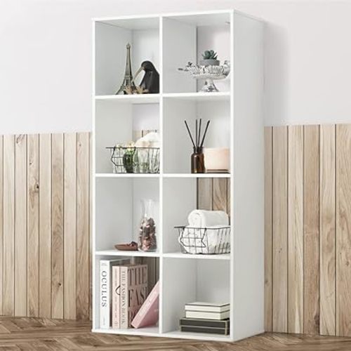 Fencer Wire 11-Inch Cube Storage Organizer Shelf w/Back, with Exterior Edge, Room Storage Shelves Divider, Bookcase, 6-Cube / 8-Cube / 9-Cube, Colors Available in Rustic Grey Oak and White