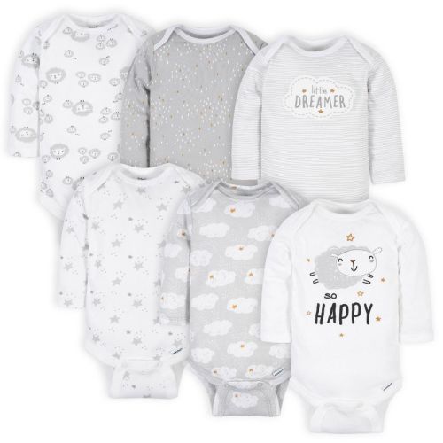 Gerber Baby Boys' Long Sleeve Onesies Bodysuits - 6-Pack, Color: Sheep, Size: newborn