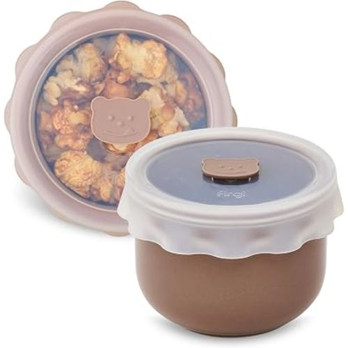 Ceramic Baby Food Storage Container, Airtight BPA-Free Jar with Silicone Lid, Unbreakable Ceramic, Microwave & Dishwasher Safe, Reusable Glass Alternative for Baby Puree (8.45oz - Brown)