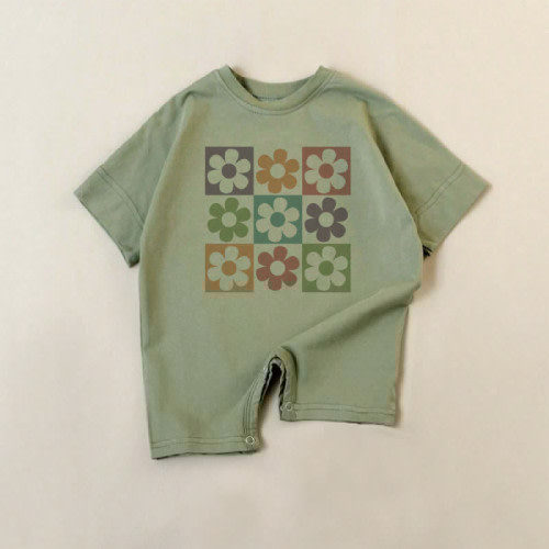 Baby Colored Flower Green Romper