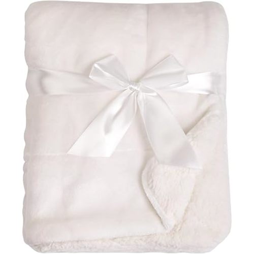 American Baby Company Heavenly Soft Chenille Sherpa Toddler Blanket, Warm and Cozy, Ivory, 36" x 48" for Boys and Girls, Versatile for Nap Time, Preschool and Travel
